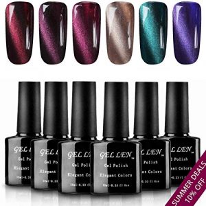 Gellen 3D Cat Eye Gel Polish Set – 6 Elegance Colors with 1pc Magnet Wand Home Nail Gel Manicure Starter Kit